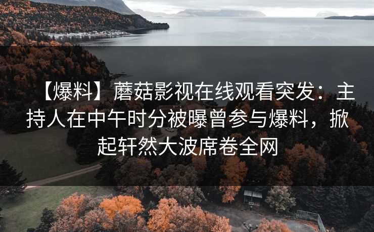 【爆料】蘑菇影视在线观看突发：主持人在中午时分被曝曾参与爆料，掀起轩然大波席卷全网
