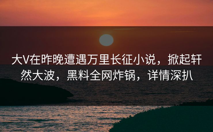 大V在昨晚遭遇万里长征小说，掀起轩然大波，黑料全网炸锅，详情深扒