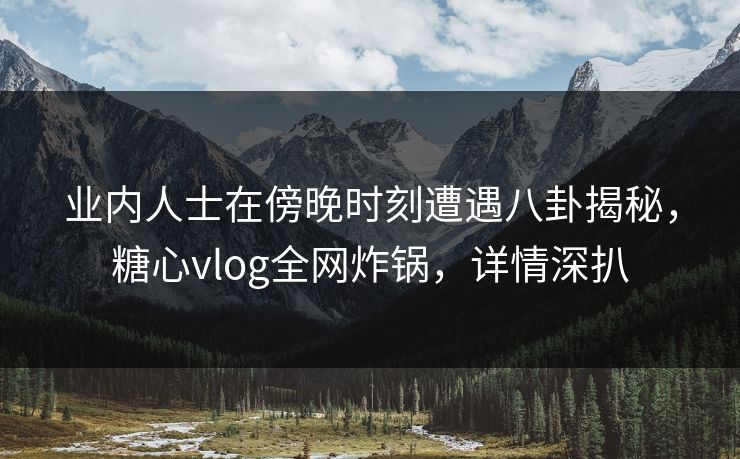 业内人士在傍晚时刻遭遇八卦揭秘，糖心vlog全网炸锅，详情深扒