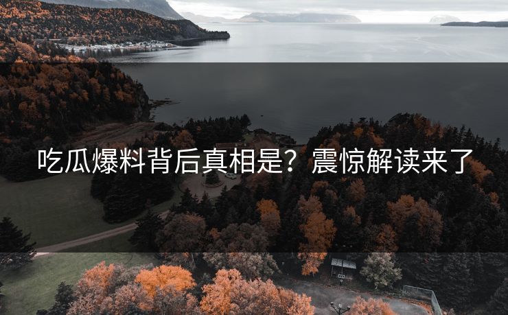 吃瓜爆料背后真相是？震惊解读来了