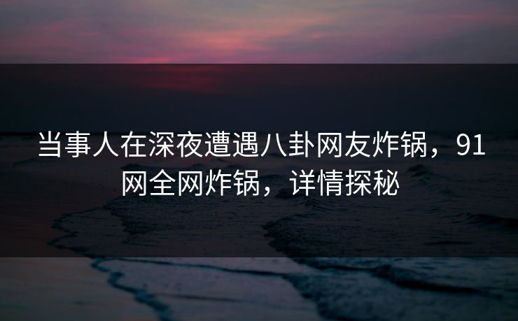 当事人在深夜遭遇八卦网友炸锅，91网全网炸锅，详情探秘