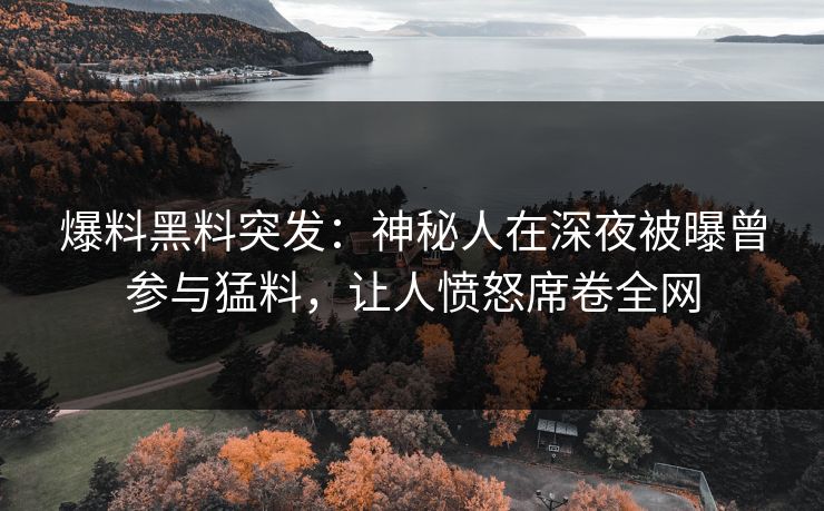 爆料黑料突发：神秘人在深夜被曝曾参与猛料，让人愤怒席卷全网