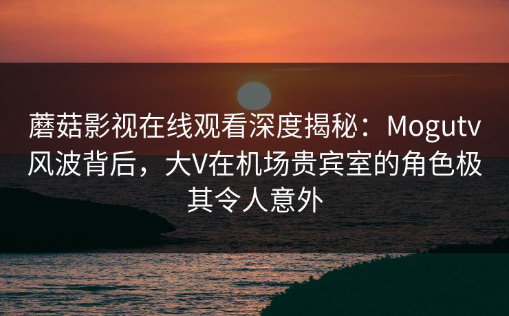 蘑菇影视在线观看深度揭秘：Mogutv风波背后，大V在机场贵宾室的角色极其令人意外